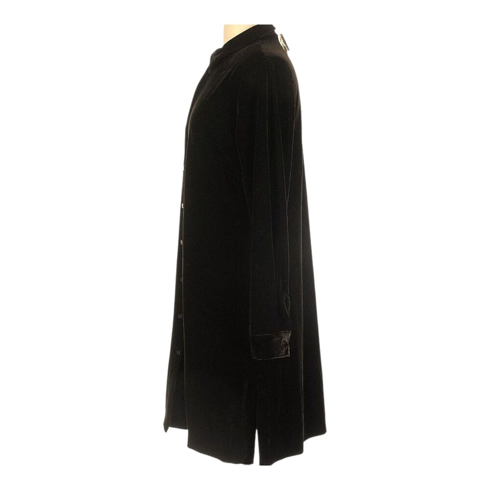 Annie Alexander Brown Velvet Button Up Shirt Dress L Stretchy Fall Thanksgiving - Picture 3 of 5